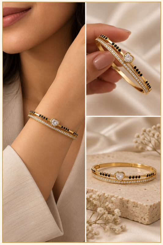 The Noir & Heart Crown Bracelet
