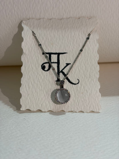 The Cat's Eye Halo Pendant Necklace