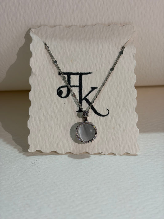 The Cat's Eye Halo Pendant Necklace