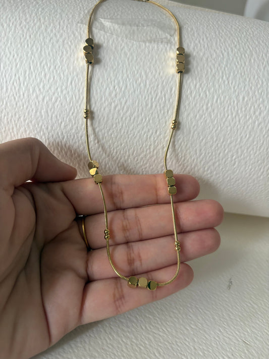 The Golden Amber Cube Necklace