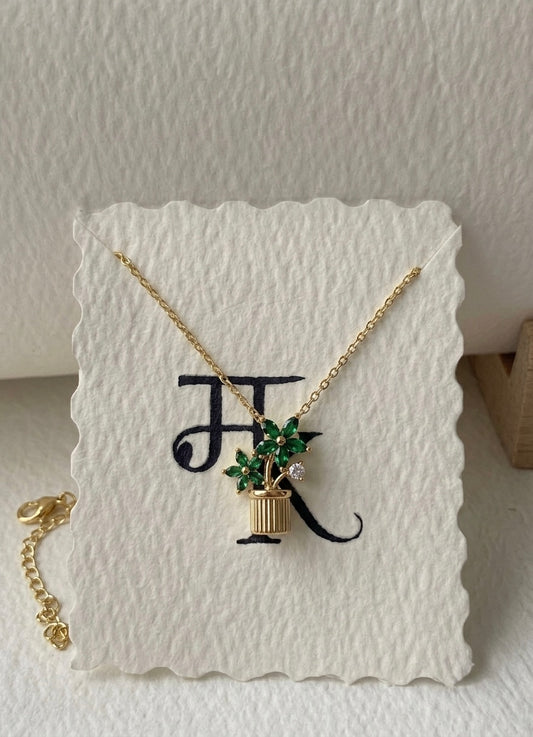 The Gilded Bloom-in-Pot Pendant Necklace