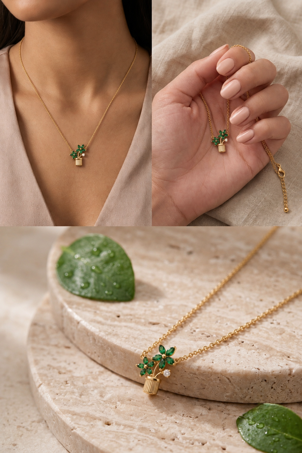 The Gilded Bloom-in-Pot Pendant Necklace