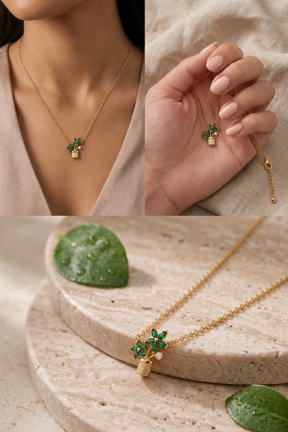 The Gilded Bloom-in-Pot Pendant Necklace