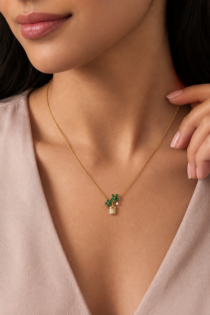 The Gilded Bloom-in-Pot Pendant Necklace