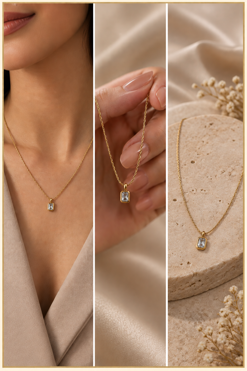 The Bezel Emerald-Cut Solitaire Necklace