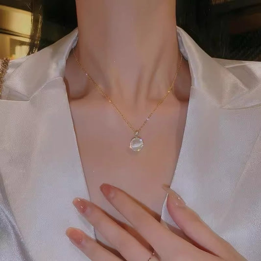 The Cat's Eye Halo Pendant Necklace