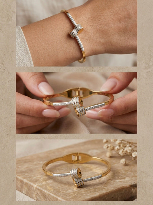 The Entwine Pavé Knot Bangle Bracelet