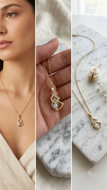 ⁨The Geometric Interlink Pavé Necklace