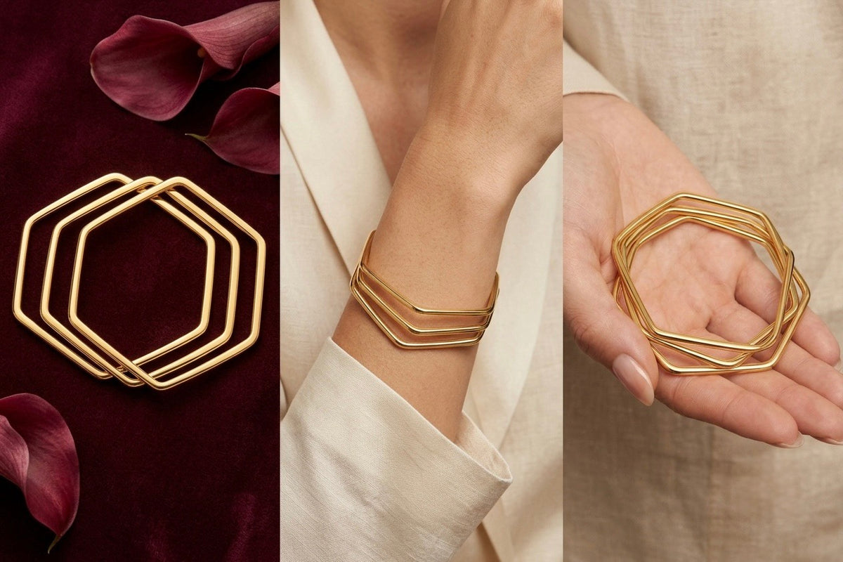 The Hexa Geometric Bangle Trio