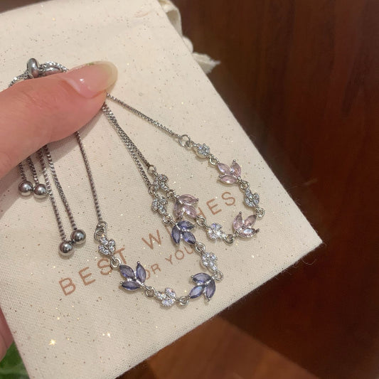 The Pastel Zircon Leaf Bracelet